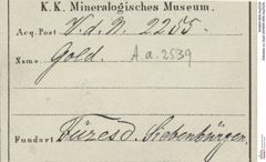 Etiketten zu Gold (NHMW-MIN-Aa2539)